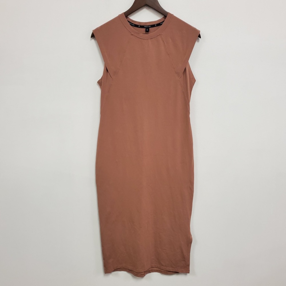Public Rec Womens Go To Pima Cotton Midi Dress Size S Sleeveless Stretch Neutral